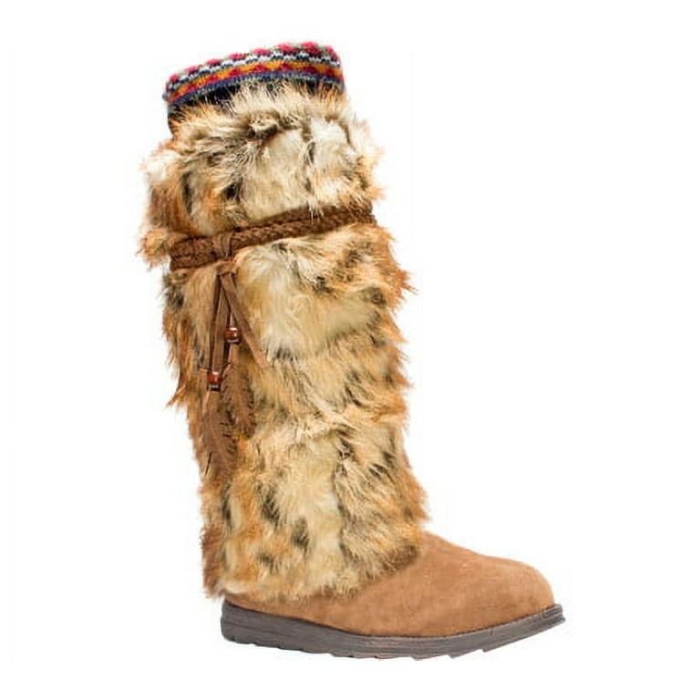 MUK LUKS Women's Leela Faux Fur Lined Suede Boots Dark Brown Size