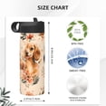 thumbnail image 5 of 18 Oz Insulated Sports Bottle, Outdoor Sports Gym Handheld Portable Casual Stainless Steel Water Bottle, Straw With Lid Dachshund And Flowers, 5 of 7