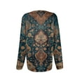 thumbnail image 5 of Kixjoy Womens Long Sleeve Shirts Fashion Pleated Round Neck Top Plus Size Casual Long Sleeve T Shirt Fall Floral Print Loose Fit Clothes, Army Green S, 5 of 6
