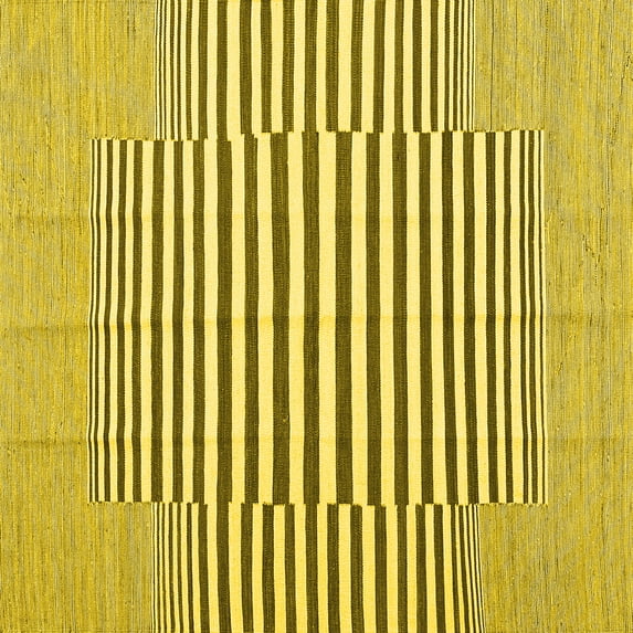 Ahgly Company Machine Washable Indoor Square Solid Yellow Modern Area Rugs, 3' Square