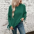 thumbnail image 2 of UJNDER Fall Winter Sweater with Bow for Women Pullover Loose Casual Long Sleeve Dark Green M, 2 of 6