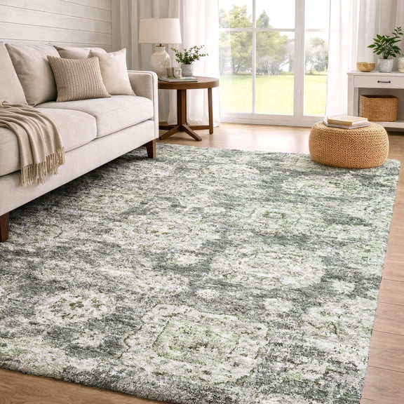 Addison Rugs Dream Shag Premium Machine Washable Transitional Floral Aloe Rectangle Rug, 10' x 14'