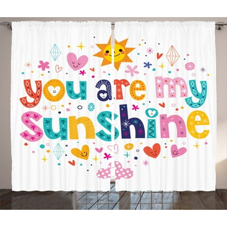 Quotes Decor Curtains 2 Panels Set Cute Love Text Print Made By
