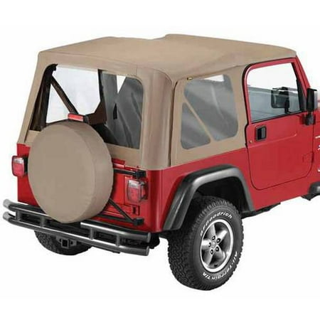 - Bestop 51127-33 Jeep Wrangler Replace-A-Top Fabric Top with Clear Windows, Dark Tan