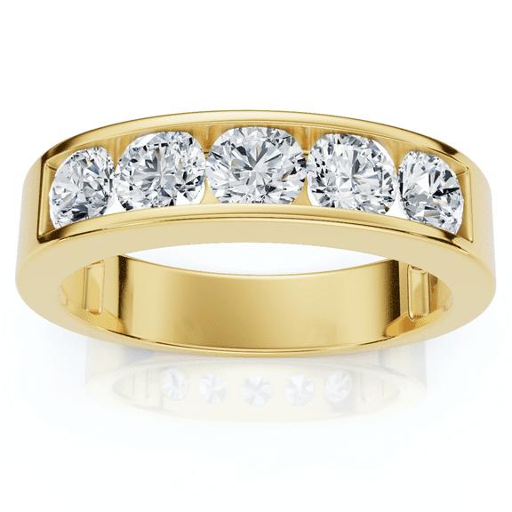 Pompeii 1 1/4Ct Channel Set Men's Diamond Wedding Anniversary Ring 14K Gold (H,I1)