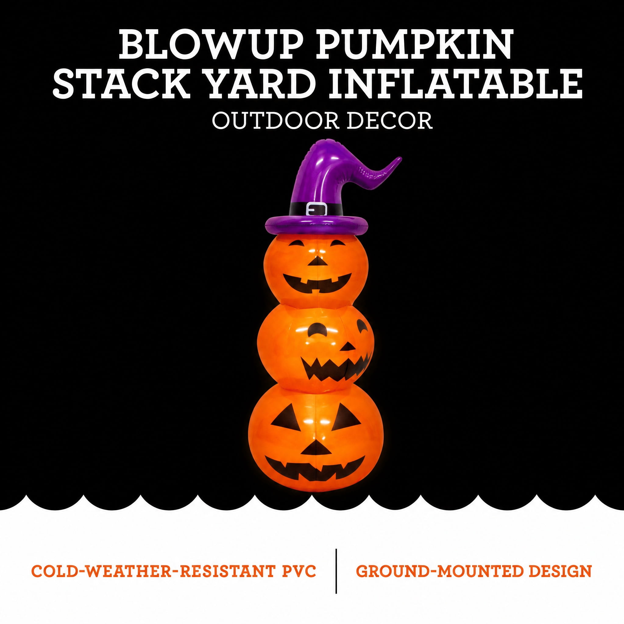 Blow-Up Pumpkin Stack Yard Inflatable, Orange and Purple, 3.5', Halloween by Way To Celebrate
