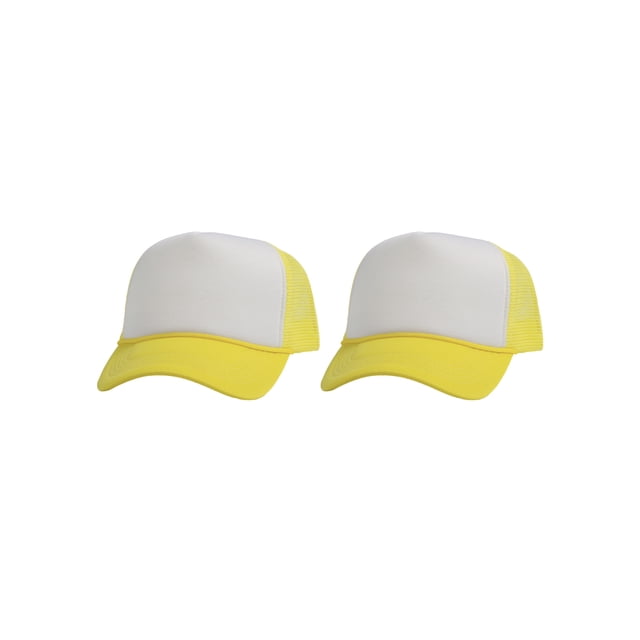 Top Headwear Men's Blank Rope Trucker Foam Mesh Plain White/Yellow