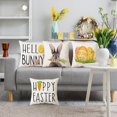 thumbnail image 5 of Easter Pillow Covers 18 * 18 Inch - Hello Bunny Decorative Throw Pillow Case for Living Room Couch Bed Car Office, Easter Decorations for The Home,Set of 4, 5 of 6
