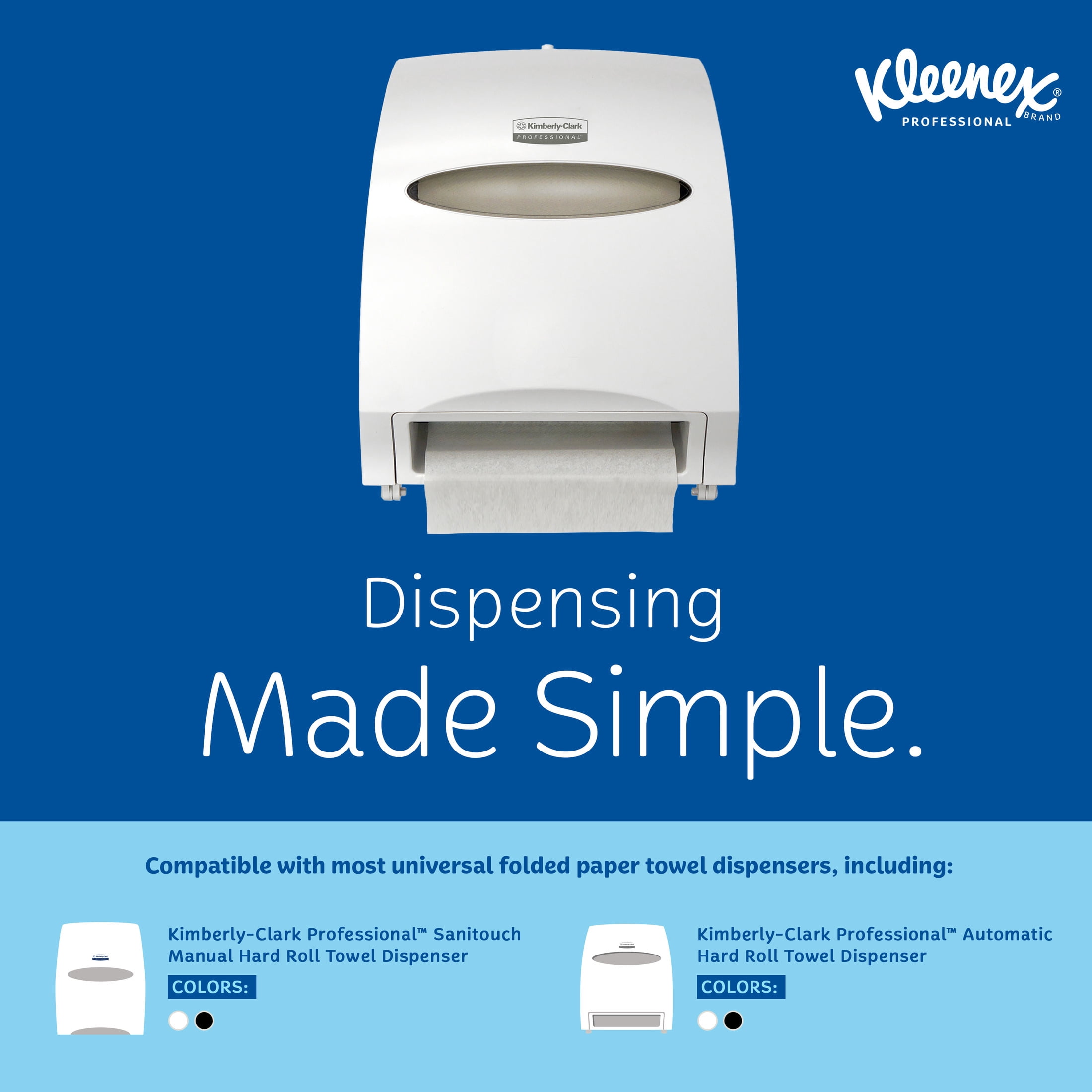 Kleenex® Universal Hard Roll Paper Towels, Bulk (50606), Hardwound 1.75" Core, Premium Absorbency Pockets™, White, (600'/Roll, 6 Rolls/Case, 3,600'/Case)