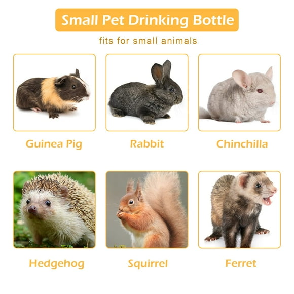 Toystoory 2 unids/set botella para beber de Animal PEQUEÑO a prueba de fugas duradera y fácil de embotellar para animales pequeños amarillo y verde