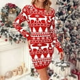 thumbnail image 2 of Fiaer Christmas Womens Sweater Dress Plus Size Long Sleeve Knitted Crew Neck Funny Graphic Slim Fit Xmas Tops Red XL, 2 of 4