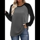 thumbnail image 2 of Camisas de Larga para Mujer, Blusas Raglán con Bloques de Color, Camisetas Básicas Informales de Cuello Redondo, Ropa de Otoño. Negro y Gris XXL, 2 of 8