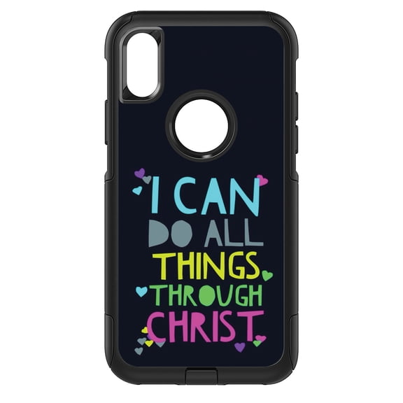 DistinctInk Custom SKIN / DECAL compatible with OtterBox Commuter for iPhone XS MAX (6.5" Screen) - I Can Do All Things Through Christ - Show Your Love of Christ