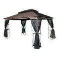 thumbnail image 3 of Perfect Garden 13 x 10 ft Outdoor Patio Metal Gazebo Canopy Tent with Ventilated Double Roof and Mosquito Net, Brown, 3 of 6
