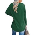 thumbnail image 4 of Camiseta de manga larga para mujer Ticfox Cuello en V gran tamaño Color sólido Transpirable Suave Verde M, 4 of 6