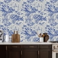 thumbnail image 2 of Peel and Stick Wallpaper Blue Floral Peonies Intricate Linework Wall Mural 17.7in x 9.8ft Self Adhesive Removable Wall Paper Renter Friendly Wallpaper for Nursery Bedroom Cabinets, 2 of 8