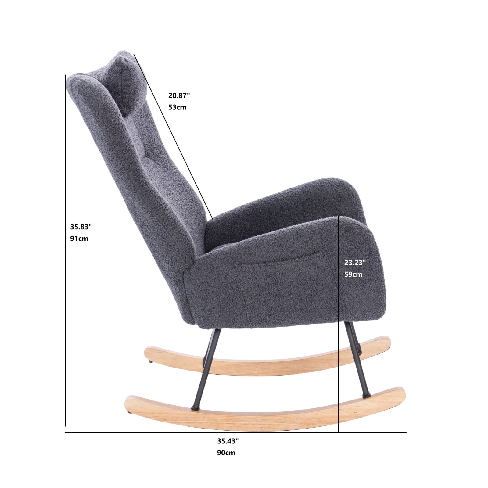 Teddy Upholstered Nursery Rocking Chair for Living Room Bedroom