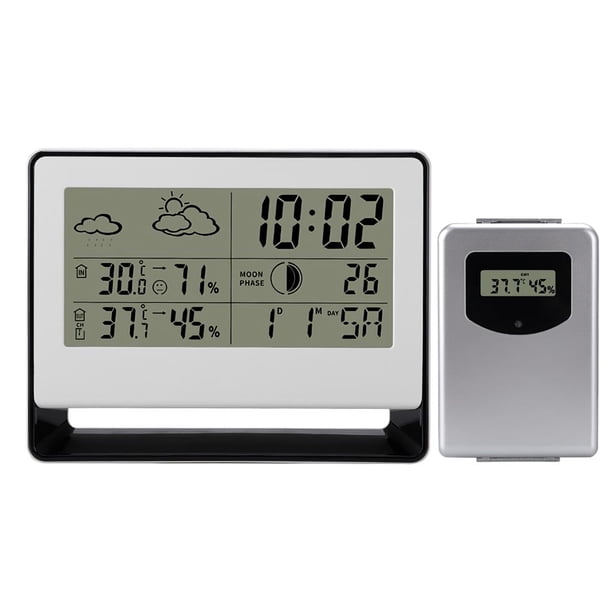 Higrómetro Inalámbrico Para Exteriores, Reloj Despertador, Tecnología Rf, Medidor De Humedad Digital Con Sensor Inalámbrico Para El Jardín De La Cocina Del Hogar Moyic EL008227-00