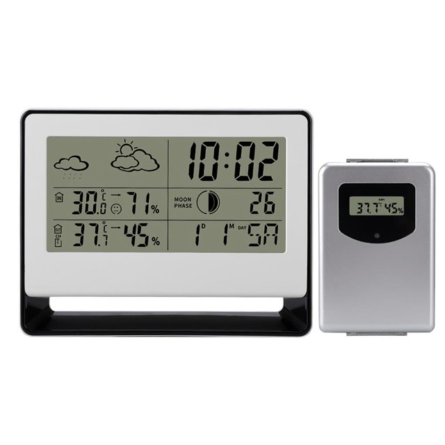 Higrómetro Inalámbrico Para Exteriores, Reloj Despertador, Tecnología Rf, Medidor De Humedad Digital Con Sensor Inalámbrico Para El Jardín De La Cocina Del Hogar Kearding EL008227-00