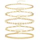 thumbnail image 1 of Pulsera de capas doradas para mujer, pulsera de cadena cubana, cadena de garra de mariposa, conjunto de tobillera de playa de verano, 1 of 6
