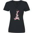 thumbnail image 3 of Inktastic Eiffel Tower in Paris with Flowers and Pink Banner Women's V-Neck T-Shirt, 3 of 5