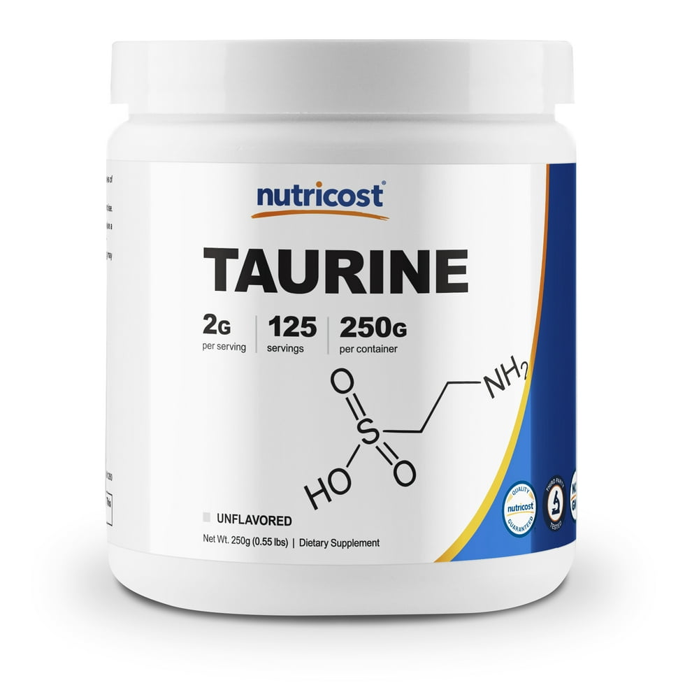 Nutricost Taurine Powder 250 Grams 125 Servings, 2000mg Per Serving