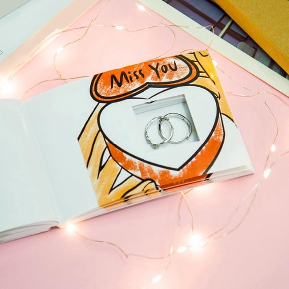 Flipbook , libro con solapa, libro creativo con anillo para propuesta, accesorio para amantes, esposa, recuerdos de fiesta, cumpleaños Macarena Ocultar libro animado de anillos