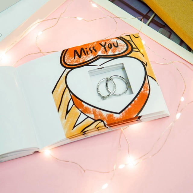 Flipbook , libro con solapa, libro creativo con anillo para propuesta, accesorio para amantes, esposa, recuerdos de fiesta, cumpleaños Macarena Ocultar libro animado de anillos