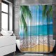 thumbnail image 2 of Cortina de ducha Playa tropical Verano Escena costera Ocean Island P, 2 of 3