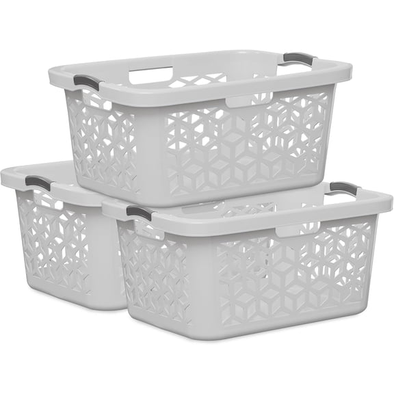 Large 70.5L Plastic Laundry Hamper with Handles, 2 Bushel Stackable Clothes Storage Bin for Bathroom Bedroom, White