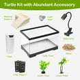 thumbnail image 3 of Turtle Tank Kit,PC Small Red Eared Slider Aquarium,Aquatic Baby Tortoise Habitat for Fishes and Amphibians,Include Filter*1,Filter Plates*2,Plants*2,Lamp*1,Bulb*1,Stone*1,Basking Platform*1, 3 of 7