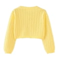 thumbnail image 3 of WIBACKER 4-12 Years Girl Long Sleeve Bow Bolero Cardigan Kids Front Open Knit Shrug Cropped Sweaters Tops, 3 of 6