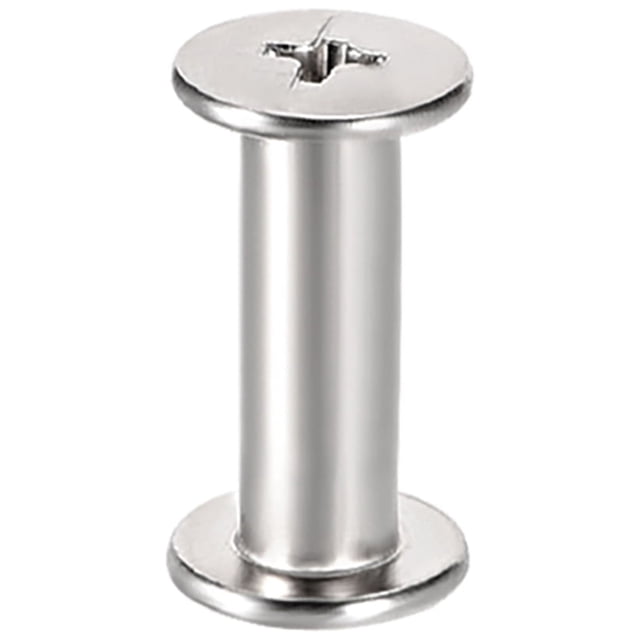 Poste de tornillo de cabeza redonda M4x12mm para encuadernación de cuero, niquelado, 25 juegos