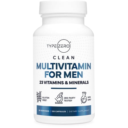 Type Zero Multivitamin Capsules for Men (120 Capsules) 1200 mg - Gluten-Free, 60 Servings