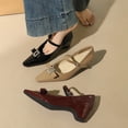 thumbnail image 5 of Women Pointed Toe High Heels Block Heel 5CM Patent Leather Rhinestones Bow Dress Shoes Wedding Evening Party, 5 of 6