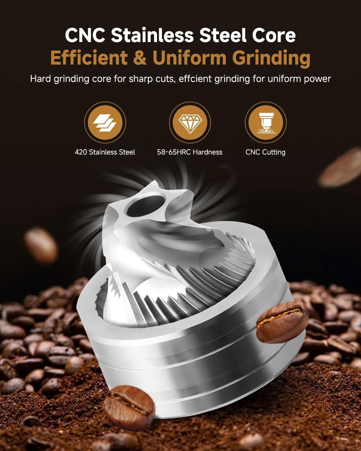 Manual Coffee Grinder with 30 Adjustable Settings, CNC Stainless Steel Burr for Espresso French Press