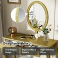 thumbnail image 6 of Luxury Makeup Vanity Desk with Oval Mirror, 3-Drawer Dressing Table for Jewelry Storage, Elegant Console Table for Entryway, Living Room & Bedroom, Stylish Home Decor,Gold, 6 of 10
