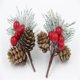 thumbnail image 3 of Material hecho a mano DIY simulación agujas de pino bayas rojas de Navidad ramas de pino decoración de árbol de Navidad ramo, 3 of 5