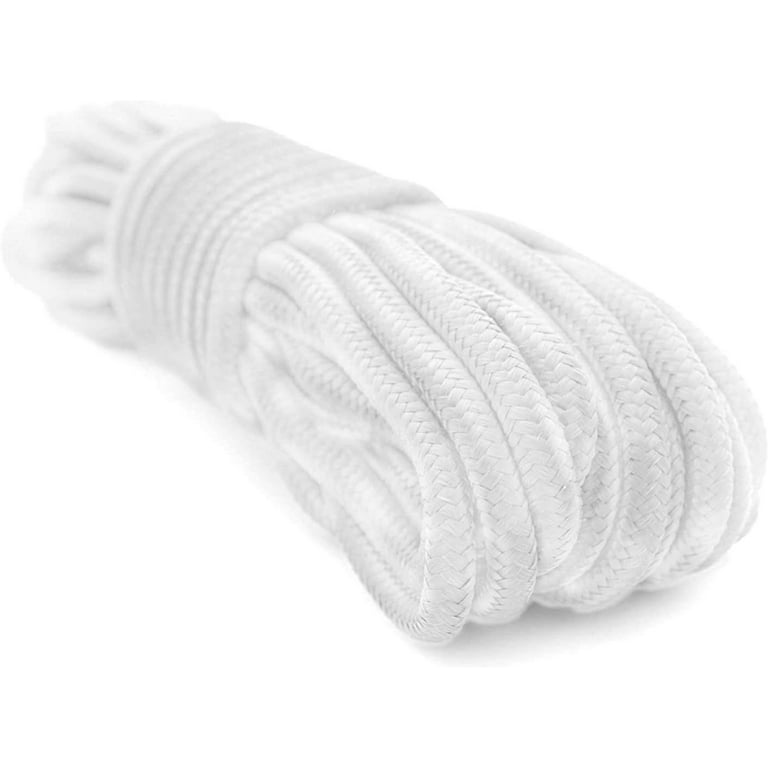 9mm(3/8 inch) Nylon Braided Rope,50feet Paracord Solid Multi-Purpose Rope  Utility Rope, White Soft Single Pack Nylon Ropes,Polypropylene Rope for  Indoor Outdoor Use,Backpacks,Construction,White 