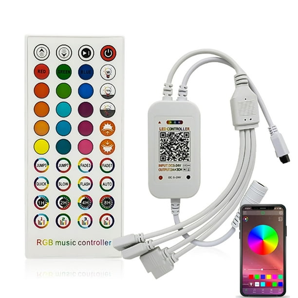 Bluetooth Controller,Wireless Bluetooth LED Strip Light with 44 Keys IR Remote Control for Band Lights Smart Phone APP Control Smart Controller for and Android - Walmart.com