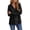 Black, variant on Women's Cotton Knit Hooded Pullover Sweater with Half Button Placket & Drawstring Fall Winter Warm Sweater Coat Top