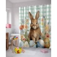 thumbnail image 3 of Easter Shower Curtain Bunny Eggs Flowers Shower Curtains for Bathroom Decor Green Plaid Spring Plants Bath Curtains Sets for Spring Easter Bathroom Decor Fabric Waterproof Extra Long 72" X 84", 3 of 5