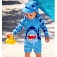 thumbnail image 6 of Baby Infant Boys Swimsuit One-Piece with Sun Hat Long Sleeve UPF 50+ Rash Guard Swimwear for Boys 3-24 Months, 6 of 7