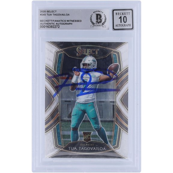Tua Tagovailoa Miami Dolphins Autographed 2020 Panini Select Club Level #245 Beckett Fanatics Witnessed Authenticated 10 Rookie Card - Fanatics Authentic Certified