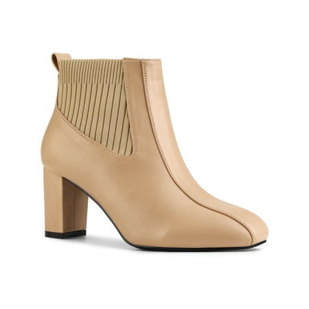 

Allegra K Women s Chelsea Square Toe Block Heels Boots