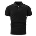 thumbnail image 3 of HOWPAY Mens Polo Shirts Short Sleeve Solid Color Summer Casual Collared Basic T-Shirt Lightweight Classic Button Athletic Golf Shirts Black XXL, 3 of 3