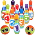 thumbnail image 1 of Kids Bowling Set - With 10 Bowling Pins & 2 Balls - Educational Early Development Indoor & Outdoor Games Set - For Toddlers & Infants Boys & Girls Age, 1 of 5