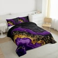 thumbnail image 3 of jejeloiu Purple Gold Black Bedding Comforter Set,Marble Fulid Art Twin Comforter Sets,Modern Aesthetic Art Bedding Set For Adults,Ltra Soft Home Decor Reversible,2-Piece, 3 of 8