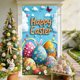thumbnail image 1 of CaiYueKe Easter Door Cover Curtain Decoration for Spring Holiday Party, Bunny Egg Themed Hanging Door Banner Wall Decor, Festive Home Indoor Outdoor Welcome Sign with Religious Cross Pattern, 1 of 7