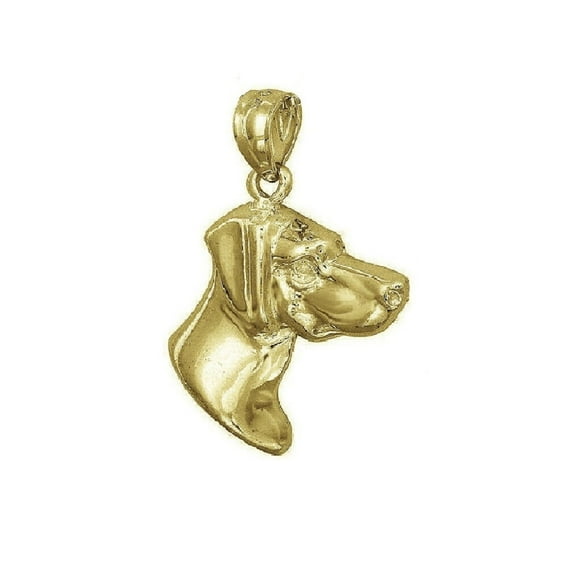 925 Sterling Silver Yellow Gold Plated 1mm Cable Chain Necklace w/ Dachshund Dog Head Pendant Charm